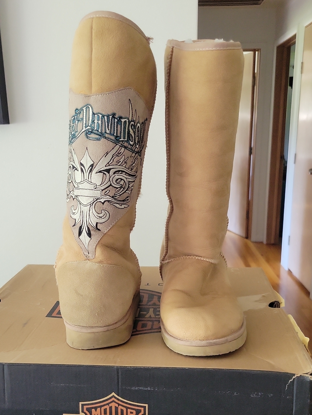 Harley-Davidson "Pinnacle" Suede Boots 7.5/38.5 Tan Vintage
